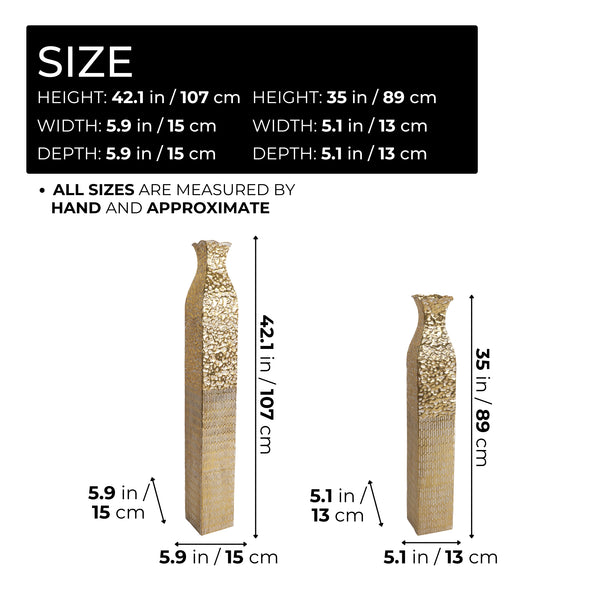 Tall Metal Vases, Extra Large Decorative Floor Vase Set, 42" and 35" Large Flower Pots for Pampas Grass, Home Living Room Decor-Sona Casa