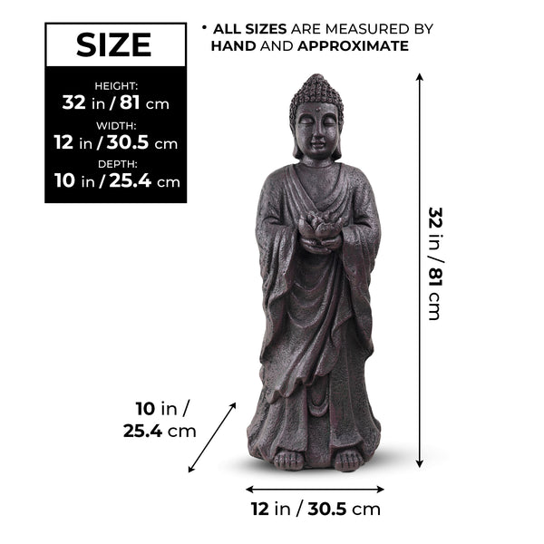 Large Buddha Statue, 32" Indoor Outdoor Magnesium Oxide Sculpture by Sona Casa