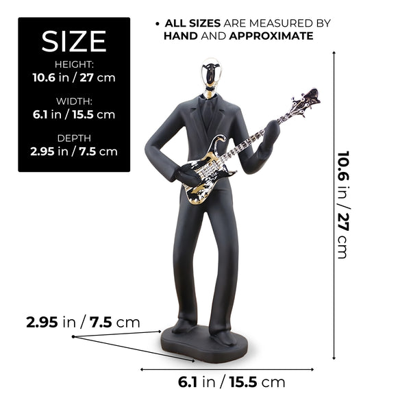 Musician Statue, Black Sculpture, Home Decor Gift for Musicians, Guitarists 11 inch 27 cm by Sona Casa