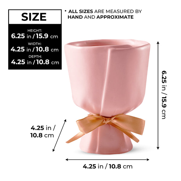 Bouquet Ceramic Vase, 6" Vase for Artificial or Fresh Floral Arrangements by Sona Casa