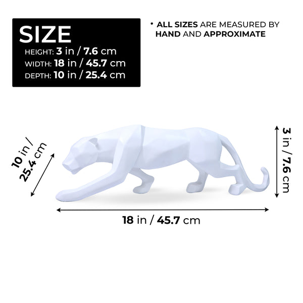 White Panther Statue, Unique Home Decor, Minimalist Decor for Living Room 18 inch 46 cm Wide by Sona Casa