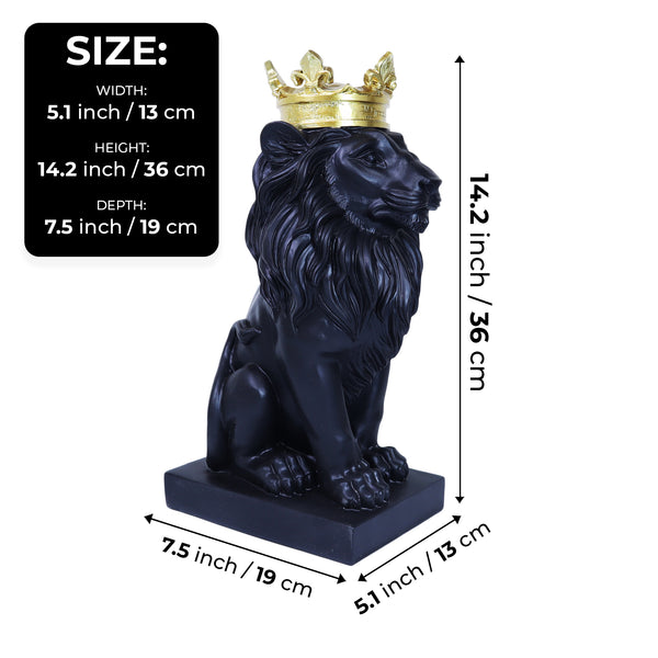 Lion Statuary, Lion King with Golden Crown, Center Table Decor for Home or Office, 36 cm, 24 inch, Thoughtful Gift by Sona Casa