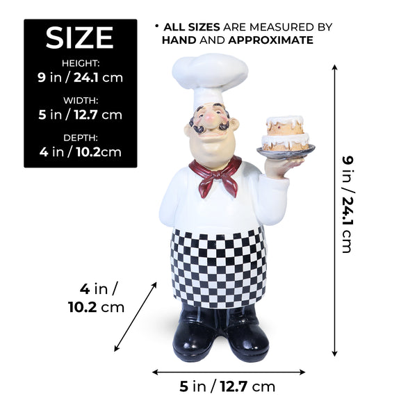 Decorative Polyresin Chef Statue, 10" Cafe Bakery Dining Kitchen Decor by Sona Casa