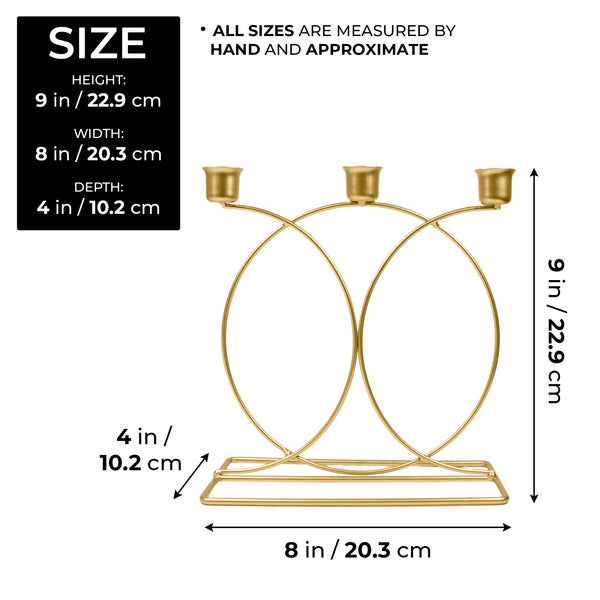Gold Metal Taper Candle Holder, 3 Holders, 9" Classic Home Decor by Sona Casa