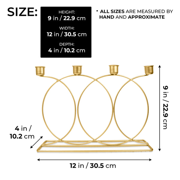 Metal Taper Candle Holder, 4 in 1 Gold Light Holders, 9" Mantel Decor by Sona Casa