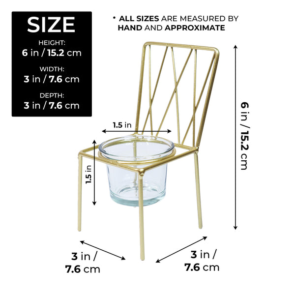 Gold Candle Holder, Chair Design, Metal Home Decor, 6" Centerpiece by Sona Casa