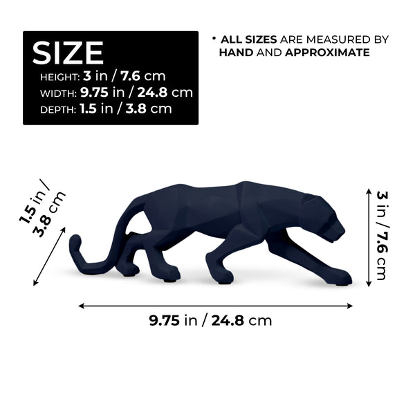Small Black Leopard Sculpture for Home or Office, Sleek Black Desk Decor 10 inch 25 cm Wide by Sona Casa