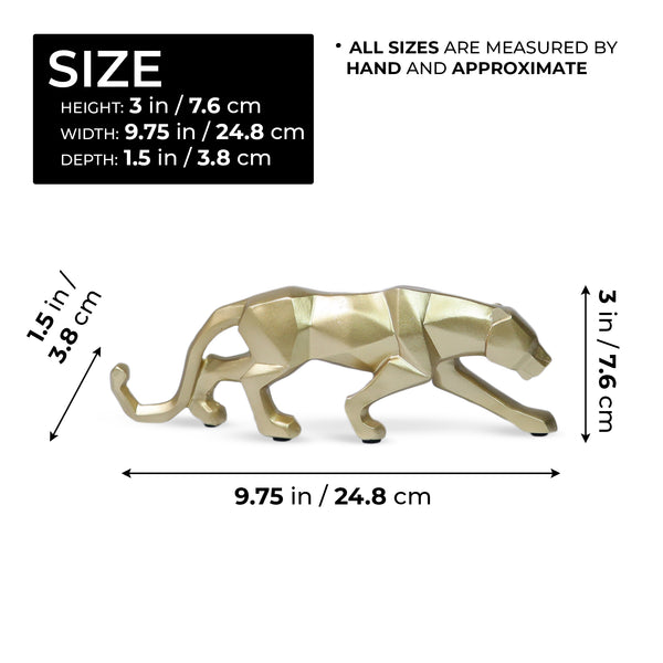 Small Gold Panther Statue for Living Room, Desk Decor, Tabletop Centerpiece 10 inch 25 cm Wide by Sona Casa