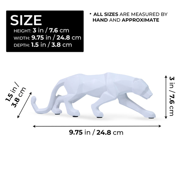 Small White Panther Sculpture Home Decor, Tabletop Centerpiece for Living Room 10 inch 25 cm Wide by Sona Casa