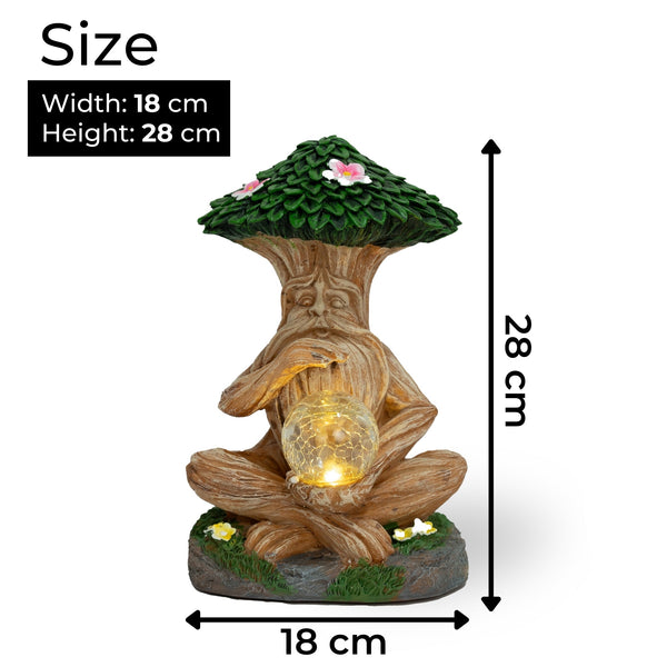 Tree Orb Solar Light Statue, 11" Polyresin Fairy Garden Outdoor Decor Gift by Sona Casa