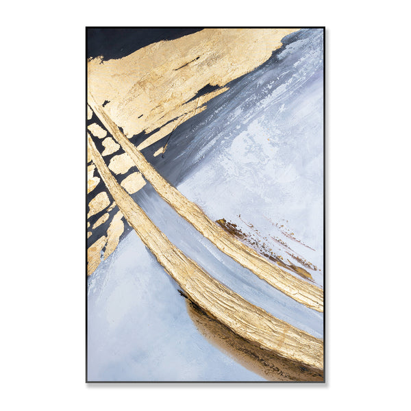 Abstract Large 3D Gold Black Wall Art, 47" Thick Textured Painting Decor by Sona Casa