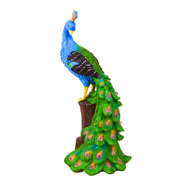 Peacock Garden Solar Light, Outdoor Fairy Garden Decor, Polyresin Solar Powered Statue, Blue Green Garden Sculpture, Patio Decor 19 inch 47 cm by Sona Casa
