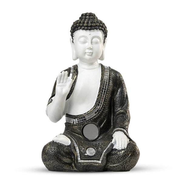 Small Buddha Statue, Antique White Decor, 10" Altar Meditation Room Decor by Sona Casa