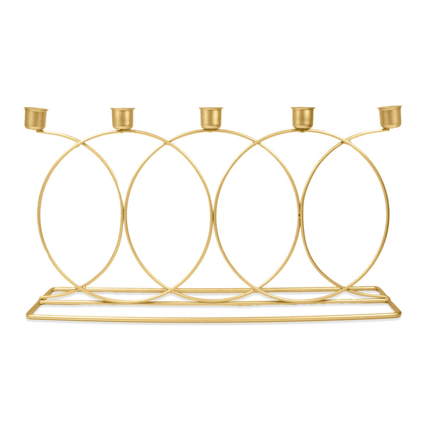 5 in 1 Metal Taper Candle Holder, 9" Mantel Table Decor, Xmas Diwali Gift by Sona Casa