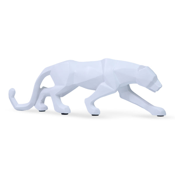 Small White Panther Sculpture Home Decor, Tabletop Centerpiece for Living Room 10 inch 25 cm Wide by Sona Casa
