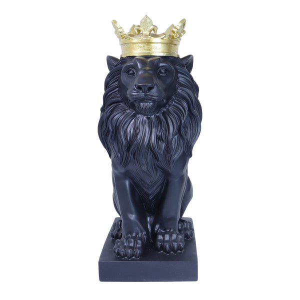 Lion Statuary, Lion King with Golden Crown, Center Table Decor for Home or Office, 36 cm, 24 inch, Thoughtful Gift by Sona Casa