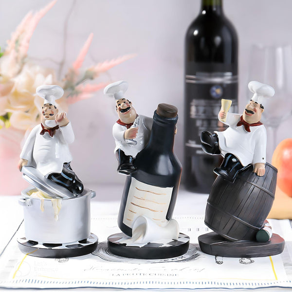 4 Piece Kitchen Chef Figurines Set, Restaurant Decor, Bakery Decor by Sona Casa