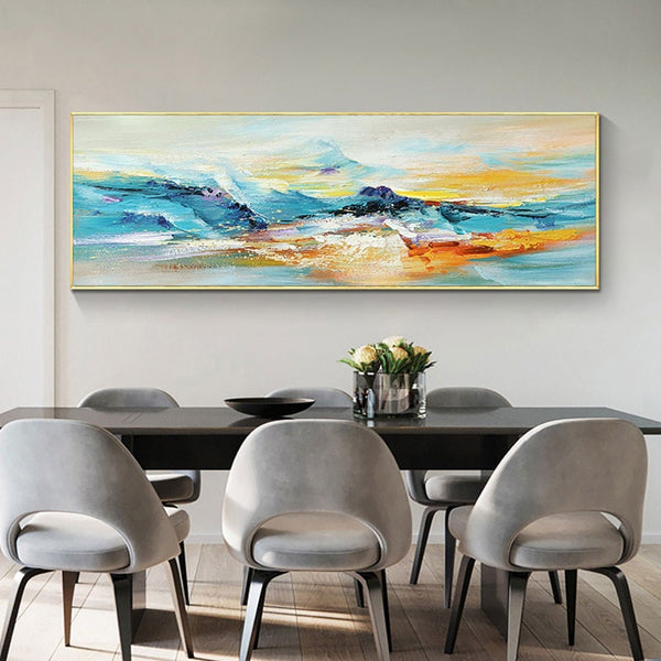 Original Abstract Mountain Painting, Vibrant Textured Oil Canvas, Contemporary Bedroom Wall Art, Unique Housewarming Gift by Sona Casa