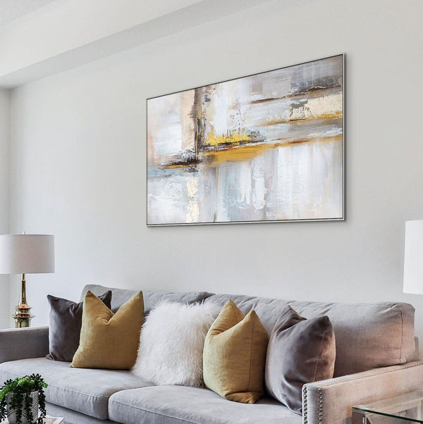 Abstract Painting on Canvas - Handmade Golden Yellow & Brown Textured Art for Living Room Decor, Unique Housewarming Gift by Sona Casa