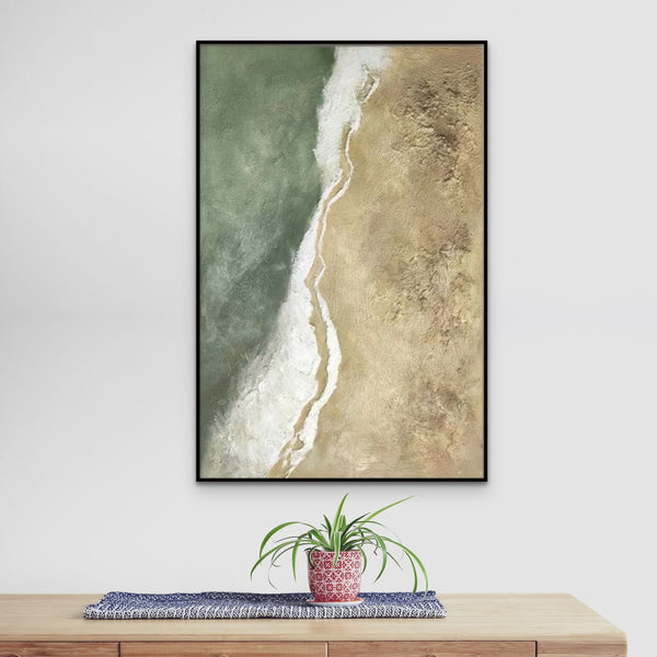Original Seascape Wall Painting, Textured Acrylic Canvas, Minimalist Boho Beach Art, Housewarming Gift by Sona Casa