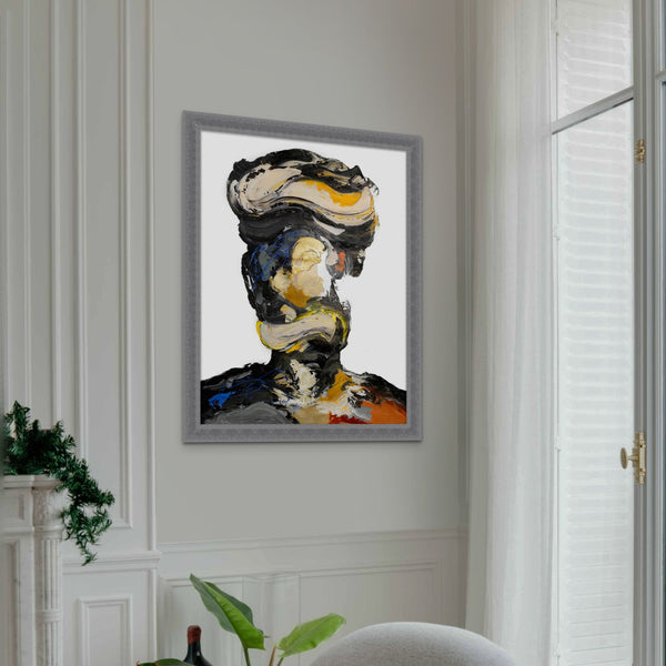 Modern Abstract Portrait Painting - Textured Thinker Canvas Art for Living Room, Original Painting, Large Abstract Portrait, Handmade Art by Sona Casa