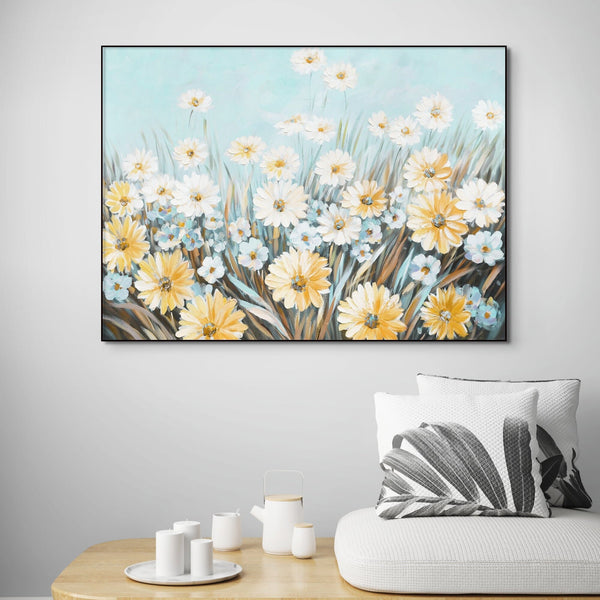Floral Wall Art, Hand-Painted Spring Blossoms Painting, Large Canvas Wall Art for Living Room, Unique Housewarming Gift by Sona Casa