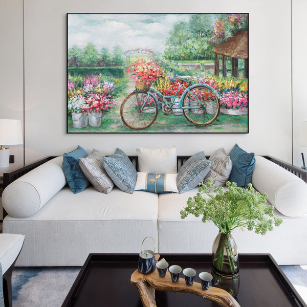 Floral Wall Art, Spring Blossoms Canvas Painting - Hand-Painted Flowers, Large Wall Decor for Living Room, Unique Mother's Day Gift by Sona Casa