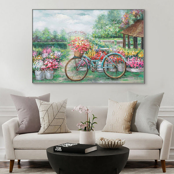 Floral Wall Art, Spring Blossoms Canvas Painting - Hand-Painted Flowers, Large Wall Decor for Living Room, Unique Mother's Day Gift by Sona Casa