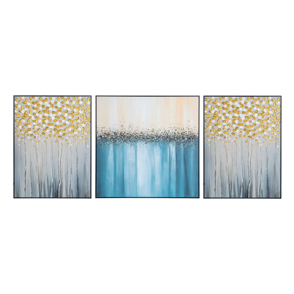 Abstract Floral Trio Canvas, 79" Textured Boho Wall Art Set Home Decor by Sona Casa