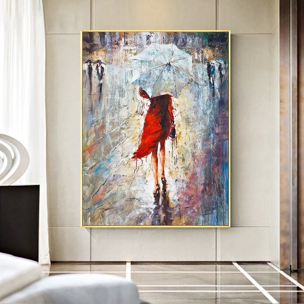 Woman in Red Dress Painting - Abstract Female Portrait Oil on Canvas, Chic Living Room Decor, Artistic New Homeowners Gift Sona Casa Woman in Red Dress Painting - Abstract Female Portrait Oil on Canvas, Chic Living Room Decor, Artistic New Homeowners Gift Sona Casa
