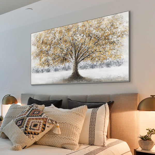 Large Wall Art, Landscape Painting of Forest Trees, Tree Painting, Living Room Canvas Art, Textured Wall Art, Nature Painting by Sona Casa