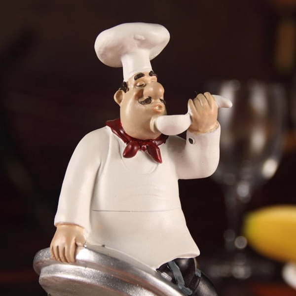 4 Piece Kitchen Chef Figurines Set, Restaurant Decor, Bakery Decor by Sona Casa