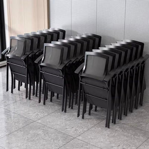 Black Folding Conference Chair, Set of 4 Stackable Corporate Training Seating, Ergonomic Minimalist Foldable Chair-Sona Casa