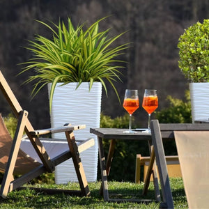 Tall White Planter Set, Indoor/Outdoor, 22" Large Modern Decorative Flower Pots Home, Patio, Front Porch, Backyard, Garden Decor by Sona Casa