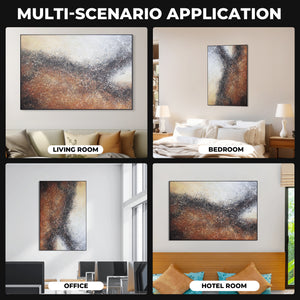 Abstract Canvas Artwork Painting, 47" Black Brown Living Room Wall Decor by Sona Casa