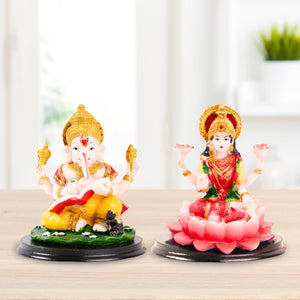 Multicolor Mini Ganesh Lakshmi Idols, 4" Indian Hindu God Statues For Home by Sona Casa