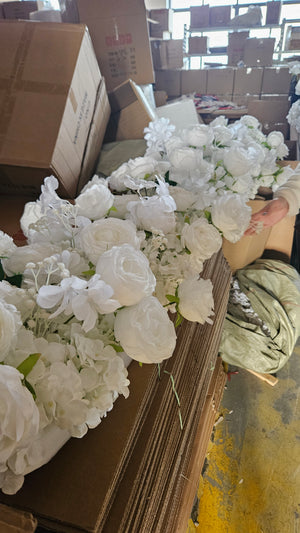 4 Feet White flowers runner for wedding event decoration by Sona Casa