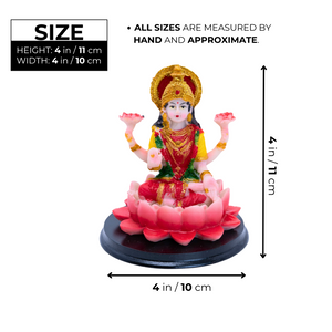 Red Lakshmi Goddess Statue, 4" Diwali Decor Gift, Pooja Mandir, Car Decor by Sona Casa