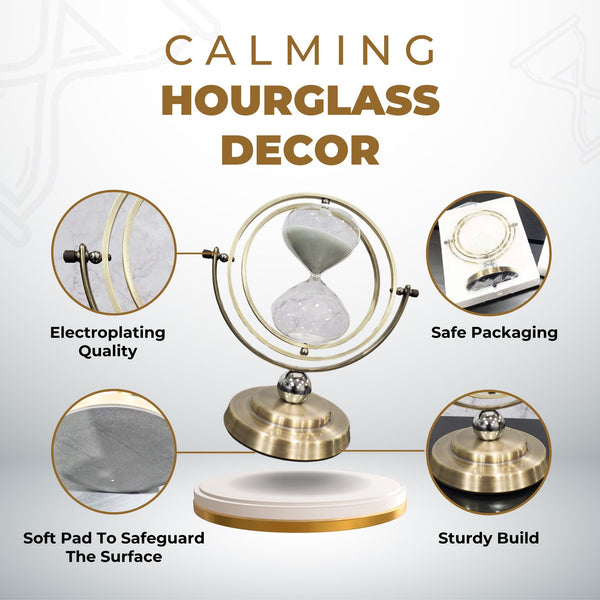 Elegant Gold And Glass 30-Minute Sand Timer - White Sand Desk Decor For Productivity, Yoga, And Gifts by Accent Collection