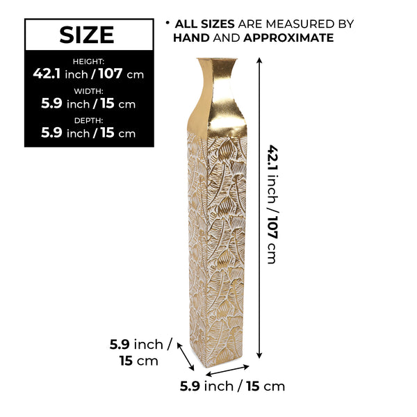 Modern Decorative Metal Tall Vase, Gold Living Room Decor, 42" Pots for Pampas Grass