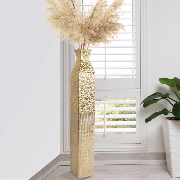 Tall Metal Vases, Extra Large Decorative Floor Vase, 42" Large Flower Pots for Pampas Grass, Home Living Room Decor