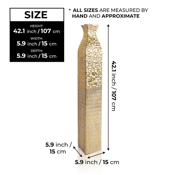 Tall Metal Vases, Extra Large Decorative Floor Vase, 42" Large Flower Pots for Pampas Grass, Home Living Room Decor