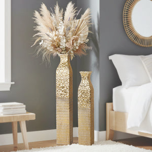 Tall Metal Vases, Extra Large Decorative Floor Vase Set, 42" and 35" Large Flower Pots for Pampas Grass, Home Living Room Decor-Sona Casa