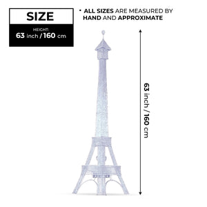 Decorative Floor Lamp 63" Eiffel Tower Paris, Handmade Tall Corner LED Light White Metal by Sona Casa