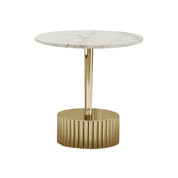 Modern Round Coffee Table Set 35" and 20" Centerpiece, Marble Surface, Metal Gold Frame
