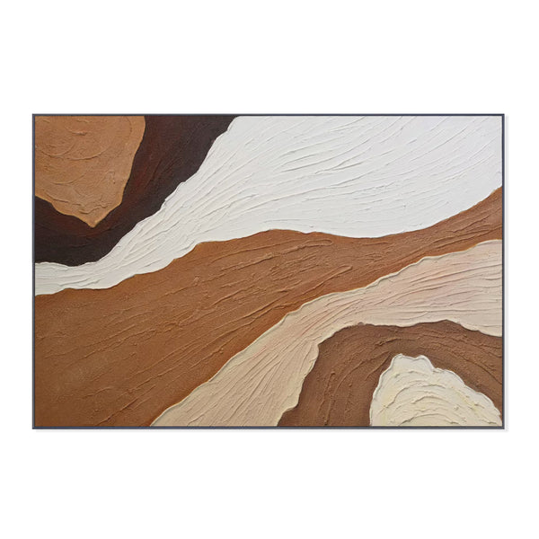 Handmade Brown Abstract Painting, 47" Impasto Textured Canvas Artwork Wall Decor by Sona Casa