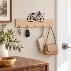 Compact Wooden Key Holder, 5 Hooks