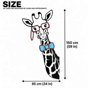 Giraffe DIY Acrylic Wall Stickers and Decals with Glasses and Blue Bow Tie for Kids' Rooms and Nurseries