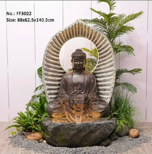 Serene Buddha Fountain 5 Feet High Indoor Outdoor Water Feature with Tranquil Zen Decor