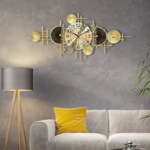 Oversized Gold Silent Wall Clock 36" Wide Extra Large Metal Home Office Wall Decor, Silent Analog Decorative Clock by Sona Casa